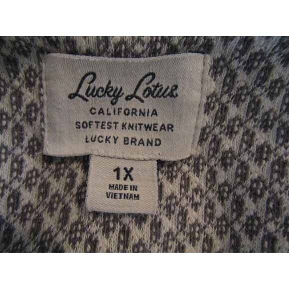 Lucky Brand Cardigan Vtg Womens Lucky Lotus Gray Black Full Zip Sweater Sz 1X - Picture 8 of 8